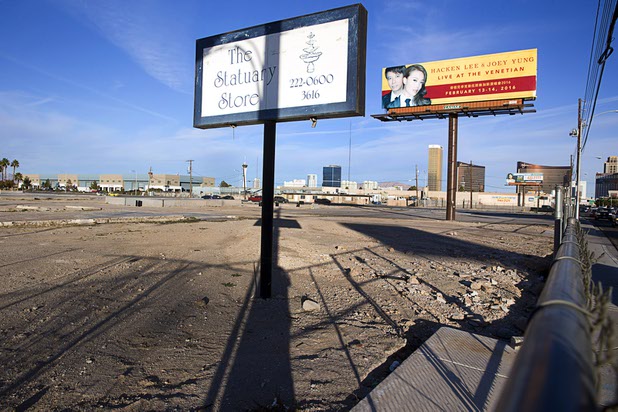 A view of vacant land, formerly industrial property, near Spring Mountain Road and Valley View Boulevard on Monday, Jan. 25, 2016. Fore Property Co. has purchased 6.5 acres near Chinatown for a new apartment development. This view is looking east on Spring Mountain Road.
