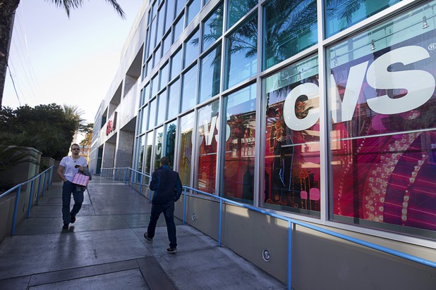 Pedestrians pass by the CVS Pharmacy in Sky Las Vegas tower, 2700 Las Vegas Boulevard South, Thursday, Jan. 28, 2016. 