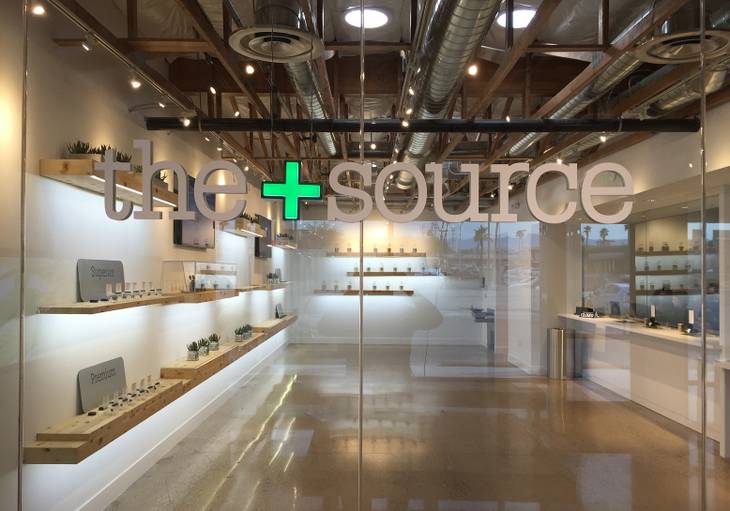 A view of the The+Source marijuana dispensary at 2550 South Rainbow Blvd.  