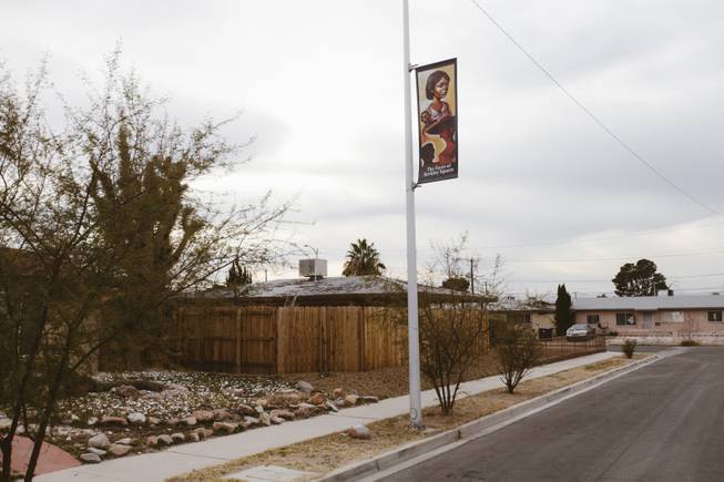 Joseph Watson designed a series of banners commemorating Berkley Square which are displayed throughout the West Las Vegas. 
