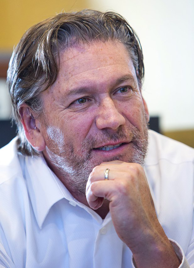 Bryon Stephens, president and COO of Marco's Pizza, responds to a question during an interview in the Marco's Pizza at 3400 S. Hualapai Way Thursday, Feb. 4, 2016. Stephens recently appeared on the CBS show "Undercover Boss."  The franchise has nearly 700 locations in 35 states and plans to open 8 more restaurants in the Las Vegas Valley, Stephens said.