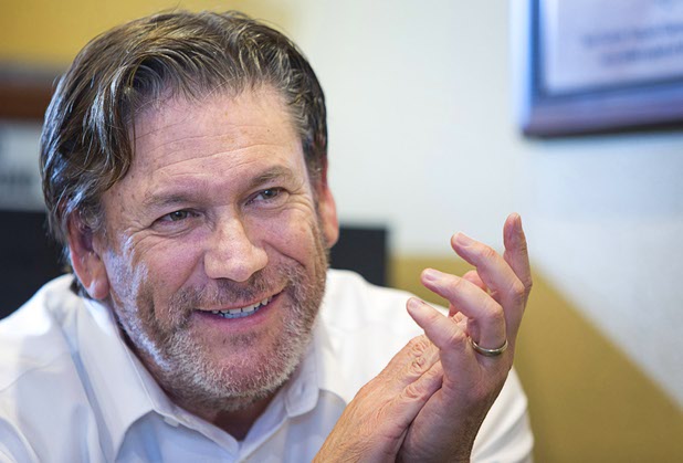 Bryon Stephens, president and COO of Marco's Pizza,  smiles during an interview in the Marco's Pizza at 3400 S. Hualapai Way Thursday, Feb. 4, 2016. Stephens recently appeared on the CBS show "Undercover Boss."  The franchise has nearly 700 locations in 35 states and plans to open 8 more restaurants in the Las Vegas Valley, Stephens said.