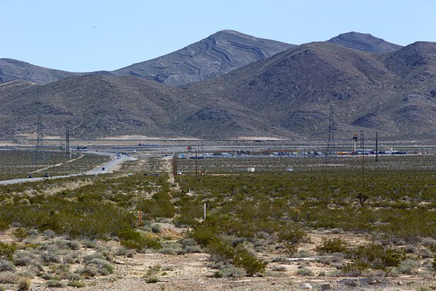 A view of land along Highway 93 looking east toward Interstate 15, north of Las Vegas Wednesday, Feb. 17, 2016. Land on the right of Highway 93 is in the Apex Industrial Park. Electric car start-up Faraday Future plans to build a $1 billion auto plant in the Apex Industrial Park.