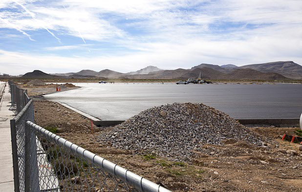 Work continues on an expansion of the Love's truck stop in the Apex Industrial Park at Interstate 15 and Highway 93, north of Las Vegas Wednesday, Feb. 17, 2016. Electric car start-up Faraday Future plans to build a $1 billion auto plant in the park.