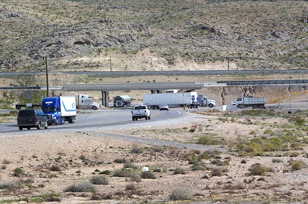 A view of the interchange at Interstate 15 and Highway 93 by the Apex Industrial Park Wednesday, Feb. 17, 2016. Electric car start-up Faraday Future plans to build a $1 billion auto plant in the park.
