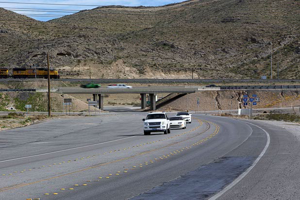 A view of the interchange at Interstate 15 and Highway 93 by the Apex Industrial Park Wednesday, Feb. 17, 2016. Electric car start-up Faraday Future plans to build a $1 billion auto plant in the park.