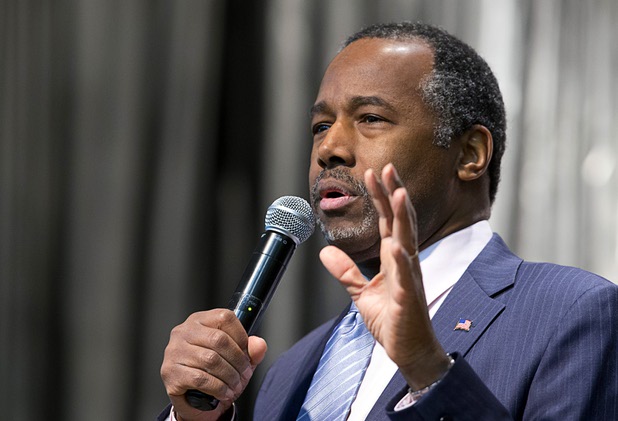 Republican presidential candidate Ben Carson speaks during a campaign stop at the Mountain Shadows Community Center in Summerlin Tuesday, Feb. 23, 2016.
