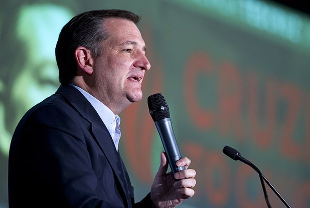 Republican presidential candidate Sen. Ted Cruz (Texas) speaks during a caucus watch party at the Bill & Lillie Heinrich YMCA on Meadows Lane Tuesday, Feb. 23, 2016.