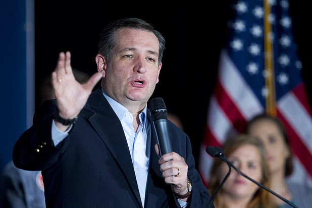 Republican presidential candidate Sen. Ted Cruz (Texas) speaks during a caucus watch party at the Bill & Lillie Heinrich YMCA on Meadows Lane Tuesday, Feb. 23, 2016.