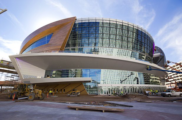 An exterior view of T-Mobile Arena on Tuesday, March 1, 2016, between Monte Carlo and New York-New York.