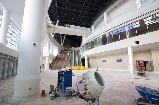 A view of the main entrance during a tour of the T-Mobile Arena Tuesday, March 1, 2016. The 20,000-seat arena, a joint venture between AEG and MGM Resorts, is scheduled to host it's first event on April 6.