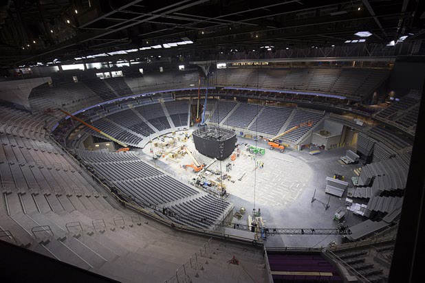 An overhead view is shown during a tour of the T-Mobile Arena Tuesday, March 1, 2016. The 20,000-seat arena, a joint venture between AEG and MGM Resorts, is scheduled to host it's first event on April 6.