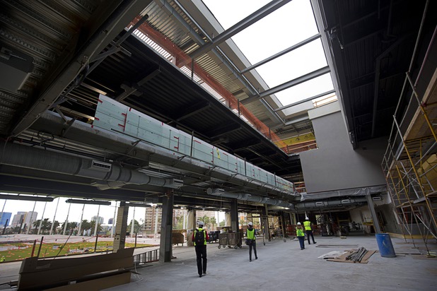 A view of the Yard, a concert area, during a tour of Topgolf Las Vegas under construction at Koval Lane and Harmon Avenue on Monday, March 7, 2016. The 105,00-square-foot entertainment venue will be Topgolf’s flagship location and is expected to open in May.