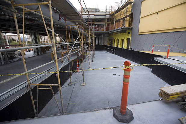 A third-level pool is shown under construction during a tour of Topgolf Las Vegas at Koval Lane and Harmon Avenue on Monday, March 7, 2016. The 105,00-square-foot entertainment venue will be Topgolf’s flagship location and is expected to open in May.