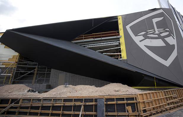 The entrance to Topgolf Las Vegas is shown under construction on Koval Lane on Monday, March 7, 2016. The 105,00-square-foot entertainment venue will be Topgolf’s flagship location and is expected to open in May.