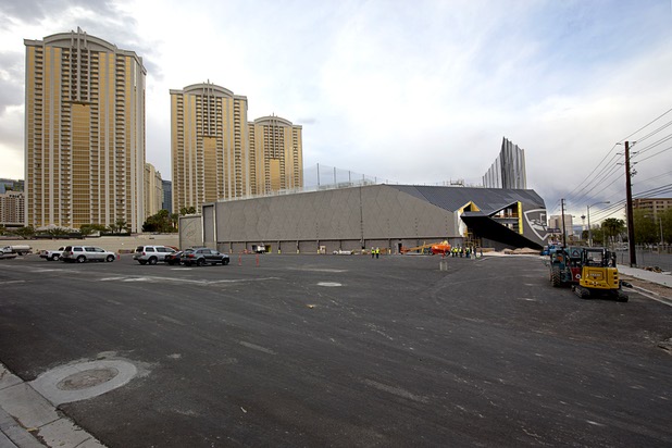 A view of Topgolf Las Vegas, under construction at Koval Lane and Harmon Avenue, on Monday, March 7, 2016. The 105,00-square-foot entertainment venue will be Topgolf’s flagship location and is expected to open in May.