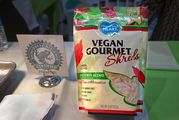 A bag of Vegan Gourmet Shreds pizzeria blend is displayed during the 2016 International Pizza Expo at the Las Vegas Convention Center Tuesday, March 8, 2016. The blend is perfect for pizza but is non-dairy and lactose-free.