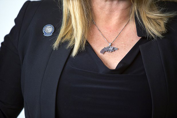 Assemblywoman Michele Fiore (District 4-Las Vegas) poses in the Las Vegas Sun studio before an interview Wednesday, Feb. 24, 2016.