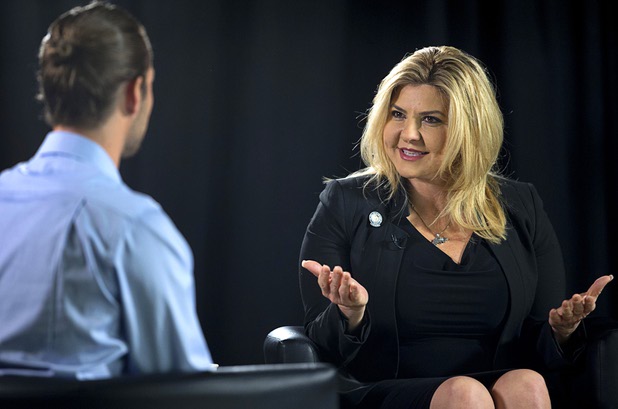 Assemblywoman Michele Fiore (District 4-Las Vegas) responds to a question by reporter Chris Kudialis during an interview in the Las Vegas Sun studio Wednesday, Feb. 24, 2016.