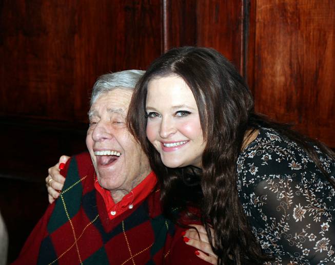 Jerry Lewis and his daughter Danielle, shown during his 90th-birthday ...