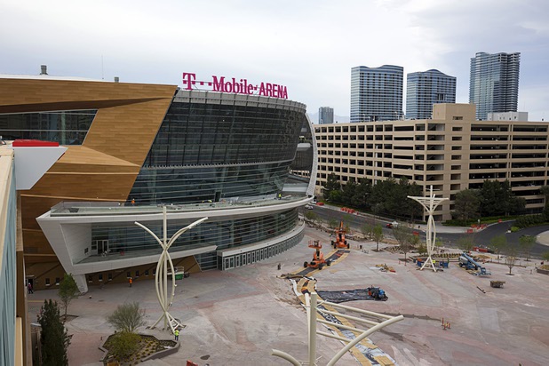 Construction continues on T-Mobile Arena on Monday, March 21, 2016.