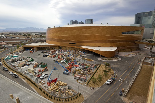 Construction continues on the T-Mobile Arena Monday, March 21, 2016.