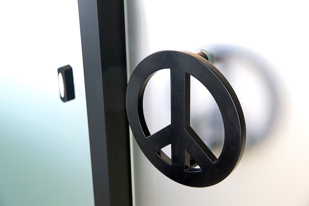 A door handle is shown in Medizin, a medical marijuana dispensary at 4850 W Sunset Rd., Tuesday, March 22, 2016. The dispensary is scheduled to open on Friday, April 1.