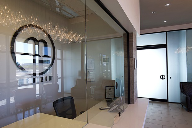 A view the Medizin lobby, a medical marijuana dispensary at 4850 W Sunset Rd., Tuesday, March 22, 2016. The display on the wall shows the compound for THC. The dispensary is scheduled to open on Friday, April 1.