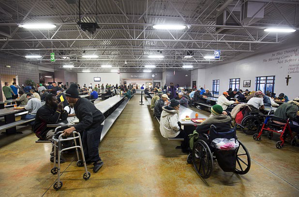 A view of the St. Vincent Lied Dining Facility at Catholic Charities of Southern Nevada Tuesday, March 29, 2016. The charity will celebrate 75 years of service in Southern Nevada this April. The charity offers a free meal once a day but also offers a low-cost breakfast and lunch.