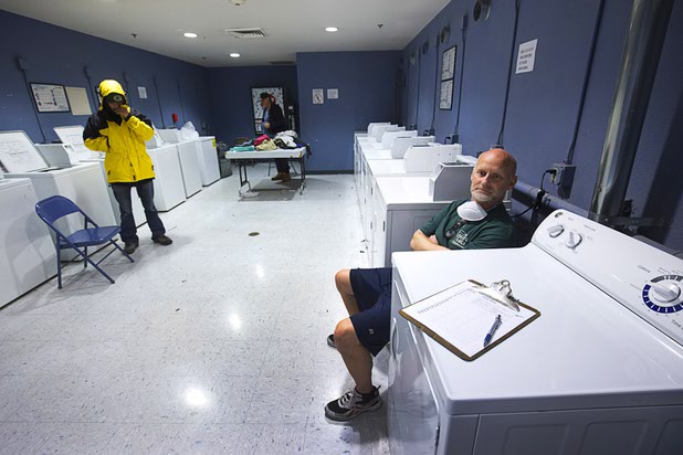 A laundry room is shown during a tour of Catholic Charities of Southern Nevada Tuesday, March 29, 2016. The coin-operated machines are available to both residents and the general public.