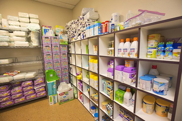 A baby corner filled with donated goods is shown during a tour of Catholic Charities of Southern Nevada Tuesday, March 29, 2016. The charity will celebrate 75 years of service in Southern Nevada this April.