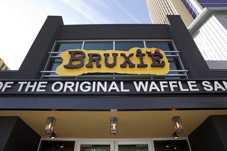 An exterior view of Bruxie, home of the Original Chicken Waffle Sandwich, is shown during the grand opening of The Park Monday, April 4, 2016. The new pocket park, lined with restaurants and seating for outdoor dining, runs from the Las Vegas Strip to the new T-Mobile Arena.