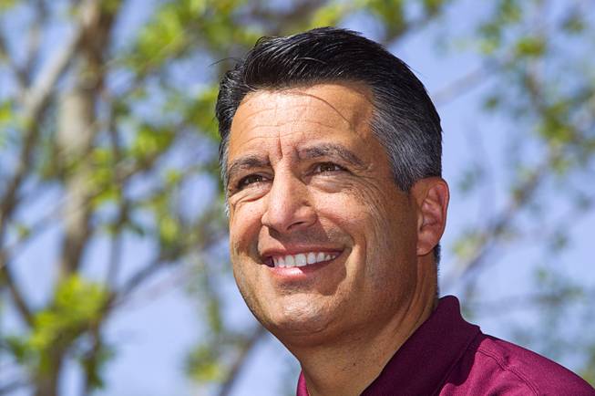 Nevada Gov. Brian Sandoval attends the grand opening of The Park Monday, April 4, 2016. 