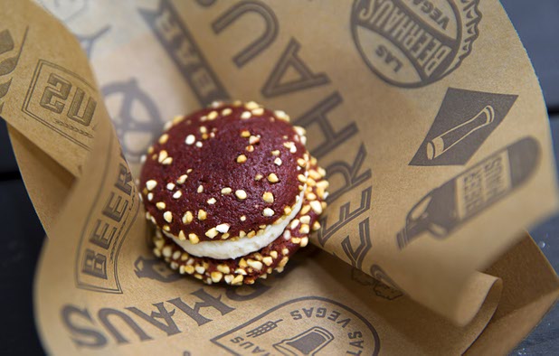 A Whoopie Pie from Beerhaus is displayed during the grand opening of The Park Monday, April 4, 2016. The new pocket park, lined with restaurants and seating for outdoor dining, runs from the Las Vegas Strip to the new T-Mobile Arena.