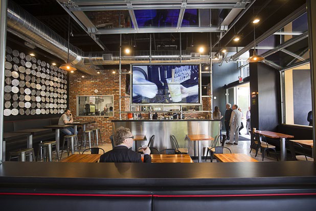 A interior view of Bruxie, home of the Original Chicken Waffle Sandwich, during the grand opening of The Park Monday, April 4, 2016. The new pocket park, lined with restaurants and seating for outdoor dining, runs from the Las Vegas Strip to the new T-Mobile Arena.