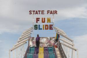 A fun slide at the Clark County Fair & Rodeo in Logandale on April 7, 2016.