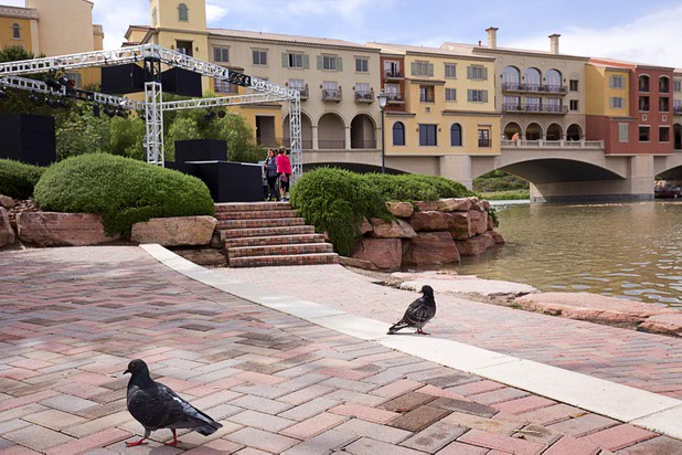 A stage is set up for live music in MonteLago Village at Lake Las Vegas on Sunday, April 10, 2016, in Henderson.