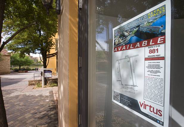 A vacant retail space is shown in MonteLago Village at Lake Las Vegas on Sunday, April 10, 2016, in Henderson.