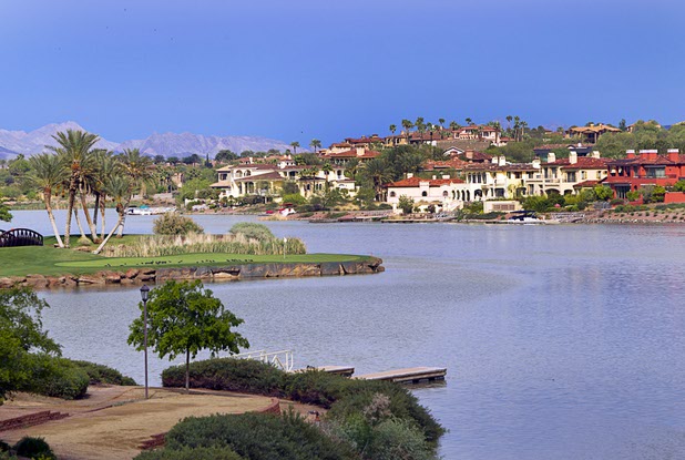 A view of a golf course and homes at Lake Las Vegas on Sunday, April 10, 2016, in Henderson.