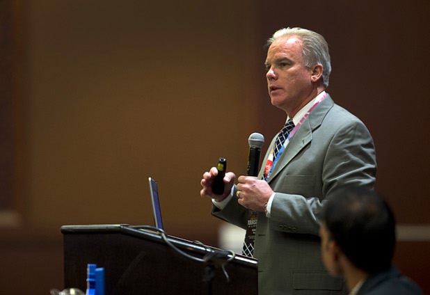 Gregory Mullen, chief of police in Charleston, S.C., speaks during the 23rd International Tourism Safety Conference at the Golden Nugget in downtown Las Vegas Tuesday, April 12, 2016. Mullen spoke on the June 17, 2015 church shooting in Charleston that left nine people dead.