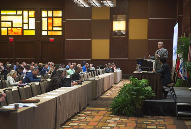 Gregory Mullen, chief of police in Charleston, S.C., speaks during the 23rd International Tourism Safety Conference at the Golden Nugget in downtown Las Vegas Tuesday, April 12, 2016. Mullen spoke on the June 17, 2015 church shooting in Charleston that left nine people dead.