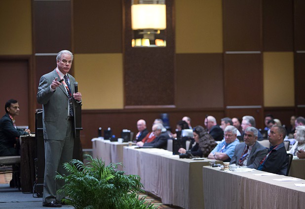 Gregory Mullen, chief of police in Charleston, S.C., speaks during the 23rd International Tourism Safety Conference at the Golden Nugget in downtown Las Vegas Tuesday, April 12, 2016. Mullen spoke on the June 17, 2015 church shooting in Charleston that left nine people dead.
