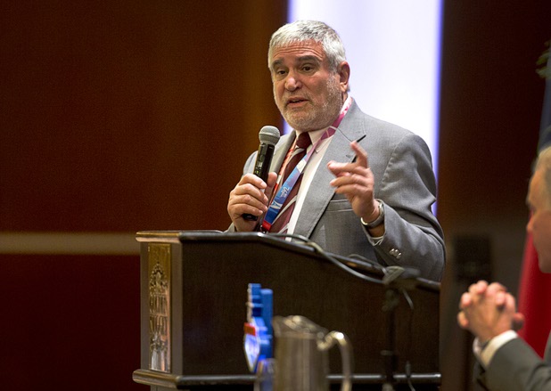Conference organizer Peter Tarlow speaks during the 23rd International Tourism Safety Conference at the Golden Nugget in downtown Las Vegas Tuesday, April 12, 2016.