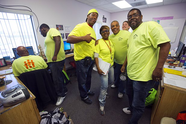 Members of the Mobile Crisis Intervention Team (homeless outreach) pose at HELP of Southern Nevada before heading out to the streets Thursday, April 14, 2016.