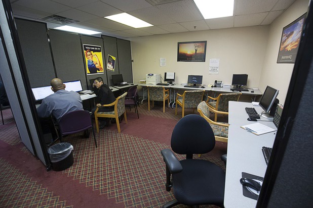 A computer lab is shown at HELP of Southern Nevada Thursday, April 14, 2016. Clients and graduates of the HELP work program can use the lab to look for jobs or work on their resumes.