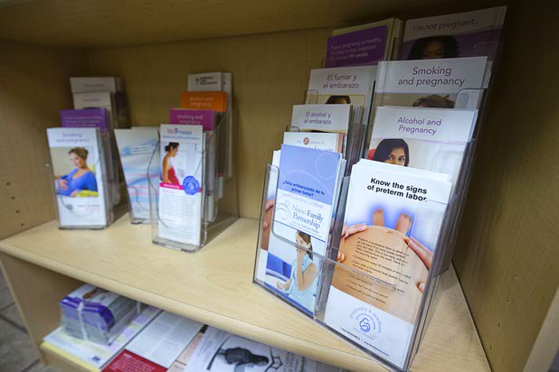 Spanish and English pamphlets for pregnant women are shown in the Emergency Resource Services department at HELP of Southern Nevada Thursday, April 14, 2016.