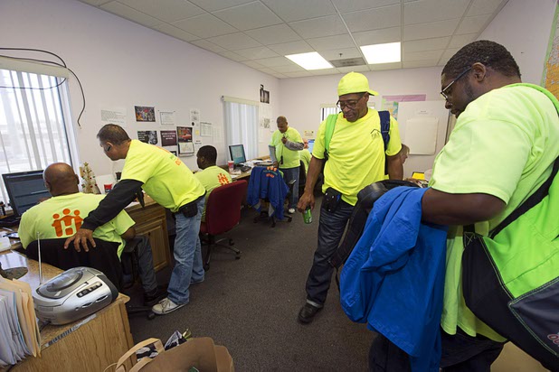 Members of the Mobile Crisis Intervention Team (homeless outreach) are shown at HELP of Southern Nevada before heading out to the streets Thursday, April 14, 2016.