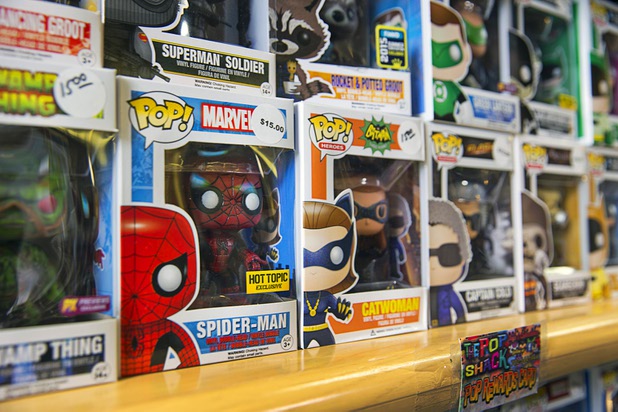 Pop! Heroes are displayed at The Pop Shack in the Boulevard mall Sunday, April 17, 2016.