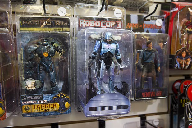 Movie action figures are displayed at The Pop Shack in the Boulevard mall Sunday, April 17, 2016.