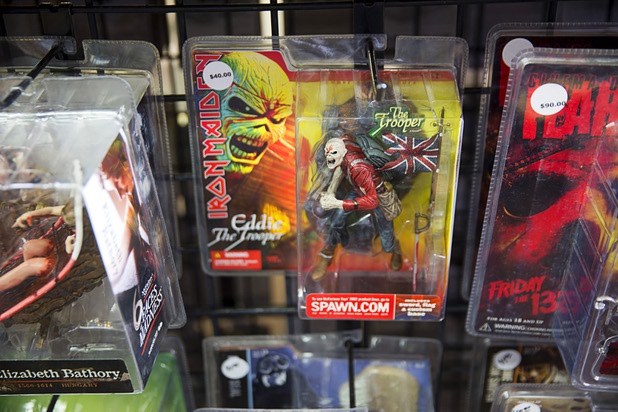 An Iron Maiden "The Trooper" action figure is displayed at The Pop Shack in the Boulevard mall Sunday, April 17, 2016.